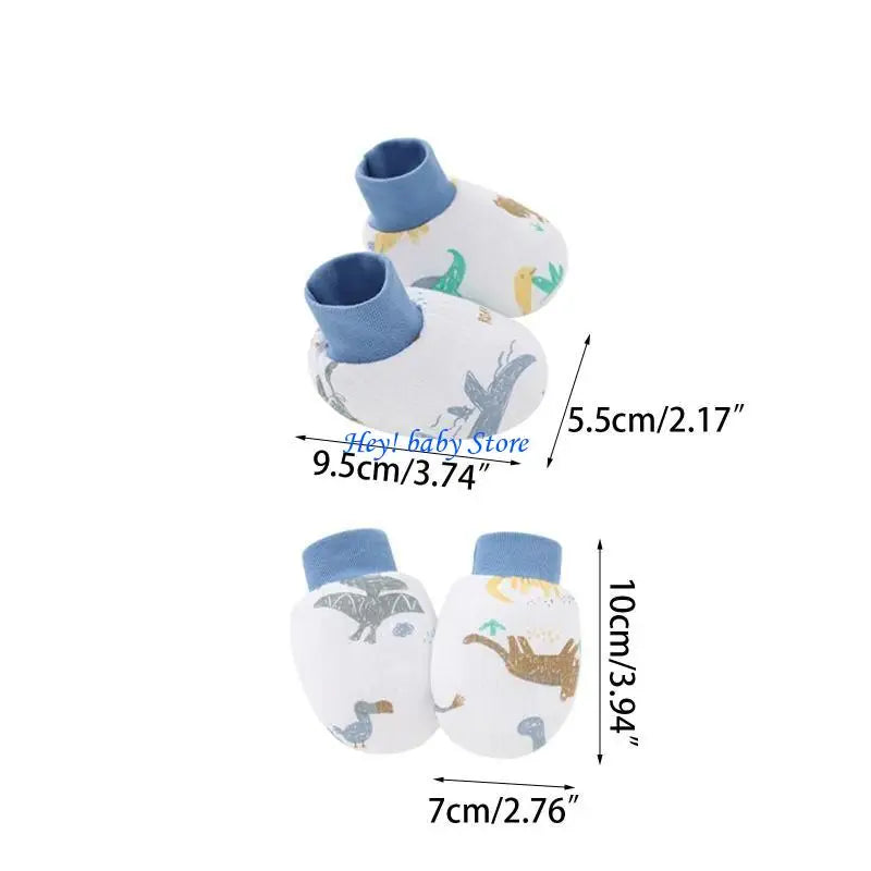 Baby Anti-Scratch Mittens & Socks Set – 2 Pairs Soft Cotton