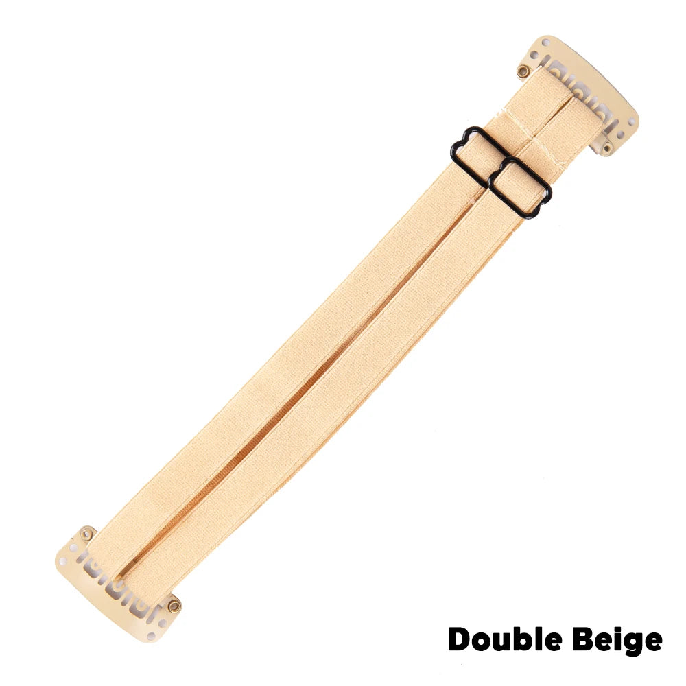 Reusable Adjustable Elastic Face Firming Bands Thin BB Clip Stretching Straps for Eye Lifting And Brow Sculpting Makeup Tool Peaceful Pleasures Health and Wellness Double Beige