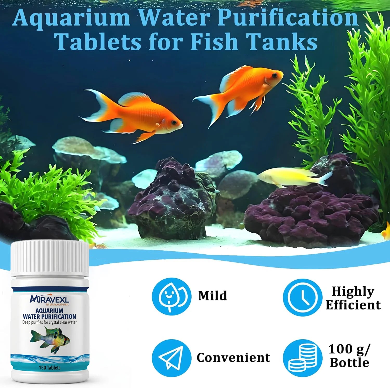 Aquarium Water Purification Tablets Fish Tank Clarifier Rapid Clear Turbidity Clean Ecosystem Care Pet Fish Health Accessories Peaceful Pleasures Health and Wellness