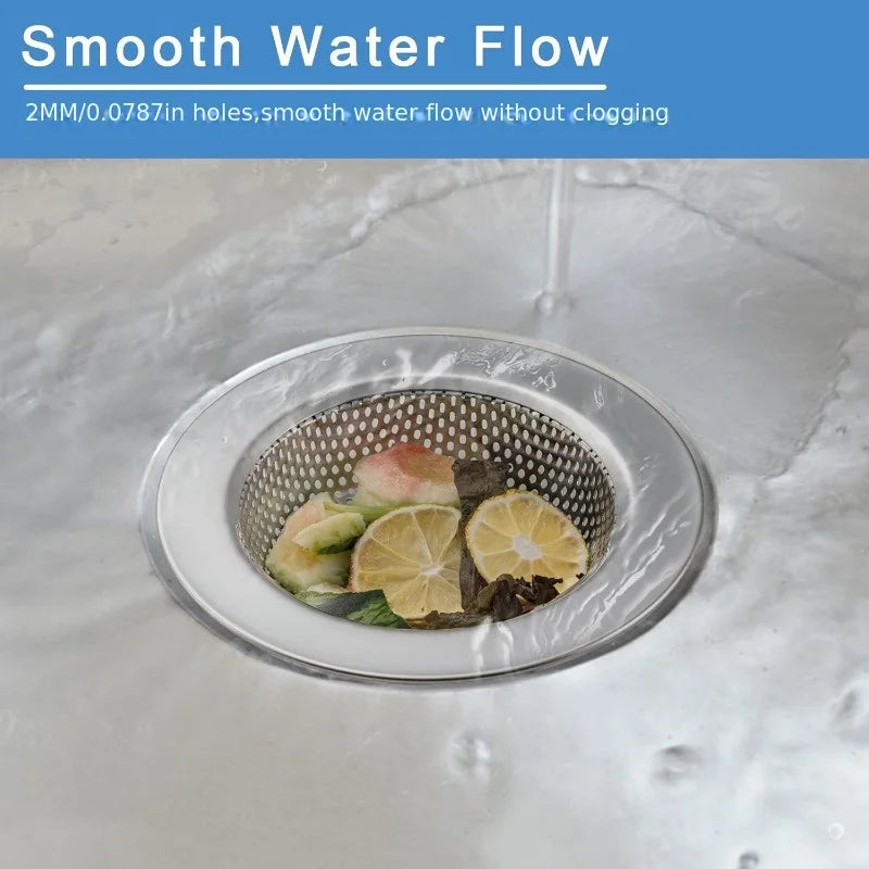 Two-Pack Double-Layer Anti-Clogging Sink Strainer Made of 304 Stainless Steel, Suitable for Standard Kitchen Sinks, Ideal for Home and Commercial Kitchens to Prevent Clogging, Polished Surface, Durable and Long-Lasting Peaceful Pleasures Health and Wellness