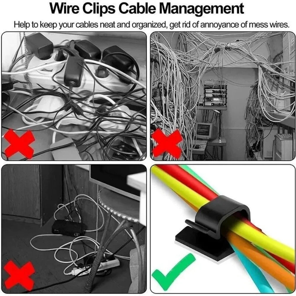 50-Pack Clear Adhesive Cable Clips | Cable & Wire Organizer