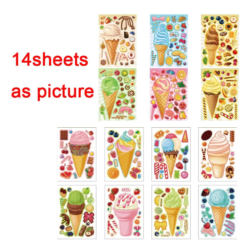 Cartoon Sweet Dessert Stickers Children DIY Toys Assembly Delicious