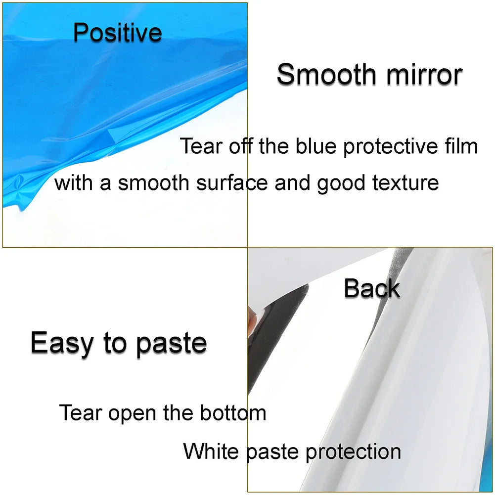 1Roll PET Mirror Wall Sticker Self Adhesive Sheets DIY Removable Home
