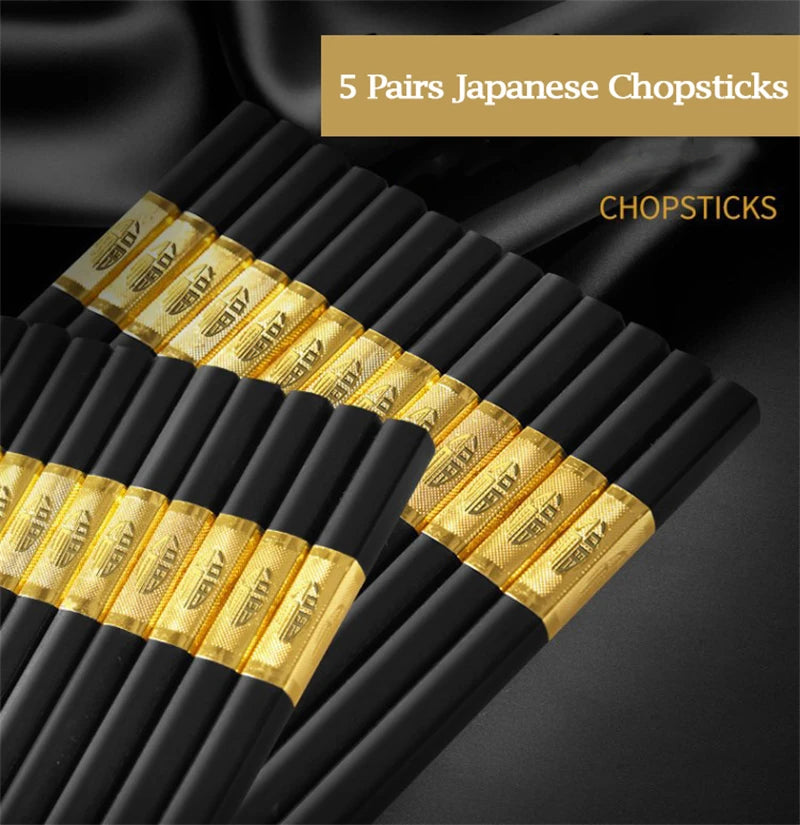 10 Pairs Japanese Chopsticks High Temperature for Sushi Sticks Reusable Alloy Korean Chopsticks Set Healthy Kitchen Tableware Peaceful Pleasures Health and Wellness