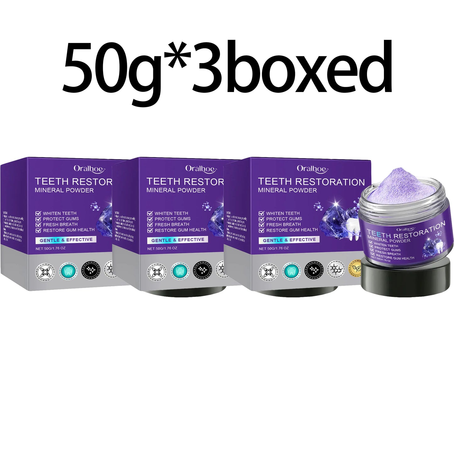 Oralhoe Purple Teeth Whitening Mineral Powder | Stain Remover
