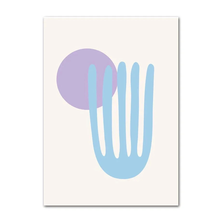 Abstract Danish Pastel Canvas Wall Art | Purple Smiley Flower
