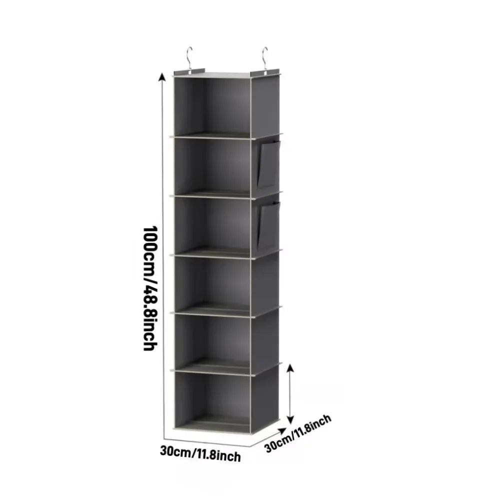 Hanging Closet Organizer and Storage, Foldable 6-Shelf Closet Hanging Storage Shelves with 2 Hooks for Shoe Cap Clothes Pants Peaceful Pleasures Health and Wellness