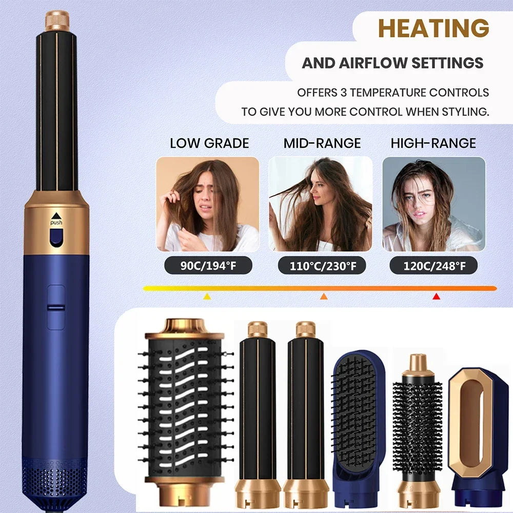 6 in 1 Hair Dryer One-step Hot Air Comb Set Professional Air styling Curling Iron Hair Straightener Styling Tool Hair Dryer Peaceful Pleasures Health and Wellness