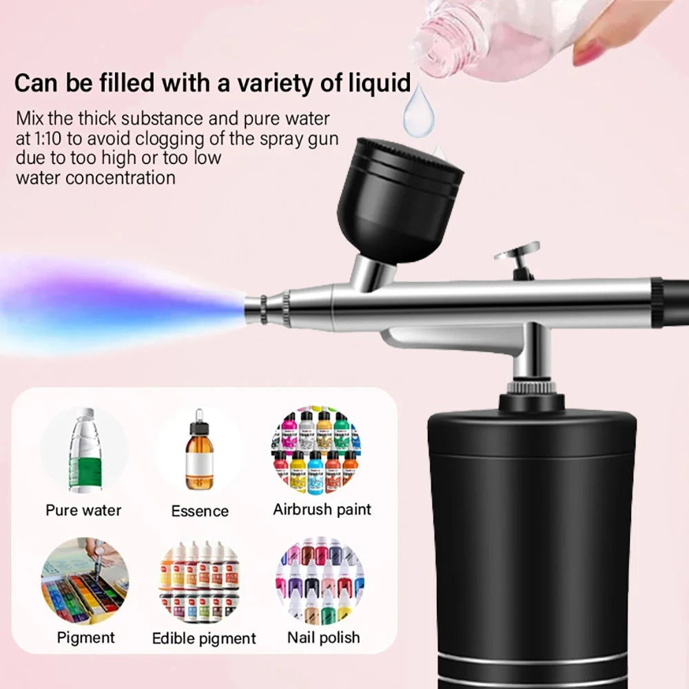 HOMEFISH Airbrush Painting Mini Spray Gun for Painting Wireless Electric Paint Gun Airbrush Kit with Compressor Peaceful Pleasures Health and Wellness