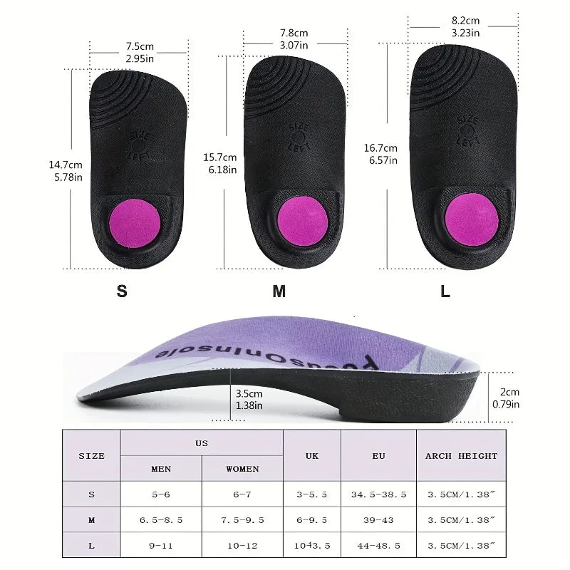 3/4 Length High Arch Support Insoles | Orthotic Shoe Inserts