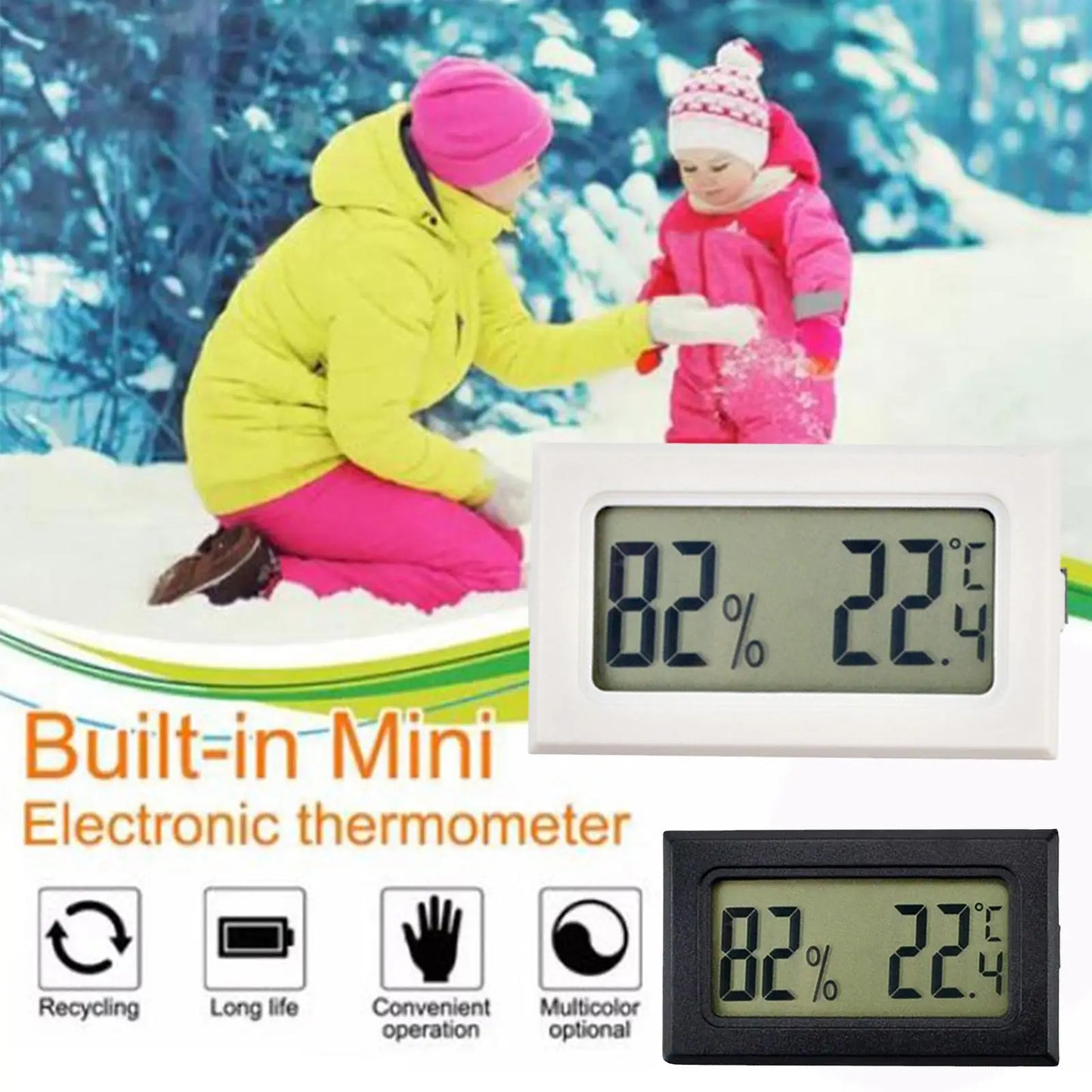 Mini Wireless Digital Thermometer Hygrometer Indoor And Outdoor Thermometer FY-11 Left And Right Screen Temperature Sensor Peaceful Pleasures Health and Wellness