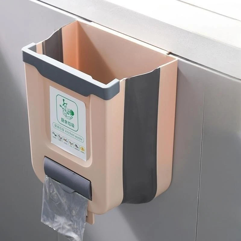 Kitchen Folding Trash Can Wall Mounted Trash Can Kitchen Cabinet Door Mounted Trash Can Folding Trash Can for Vehicles Peaceful Pleasures Health and Wellness B 7L
