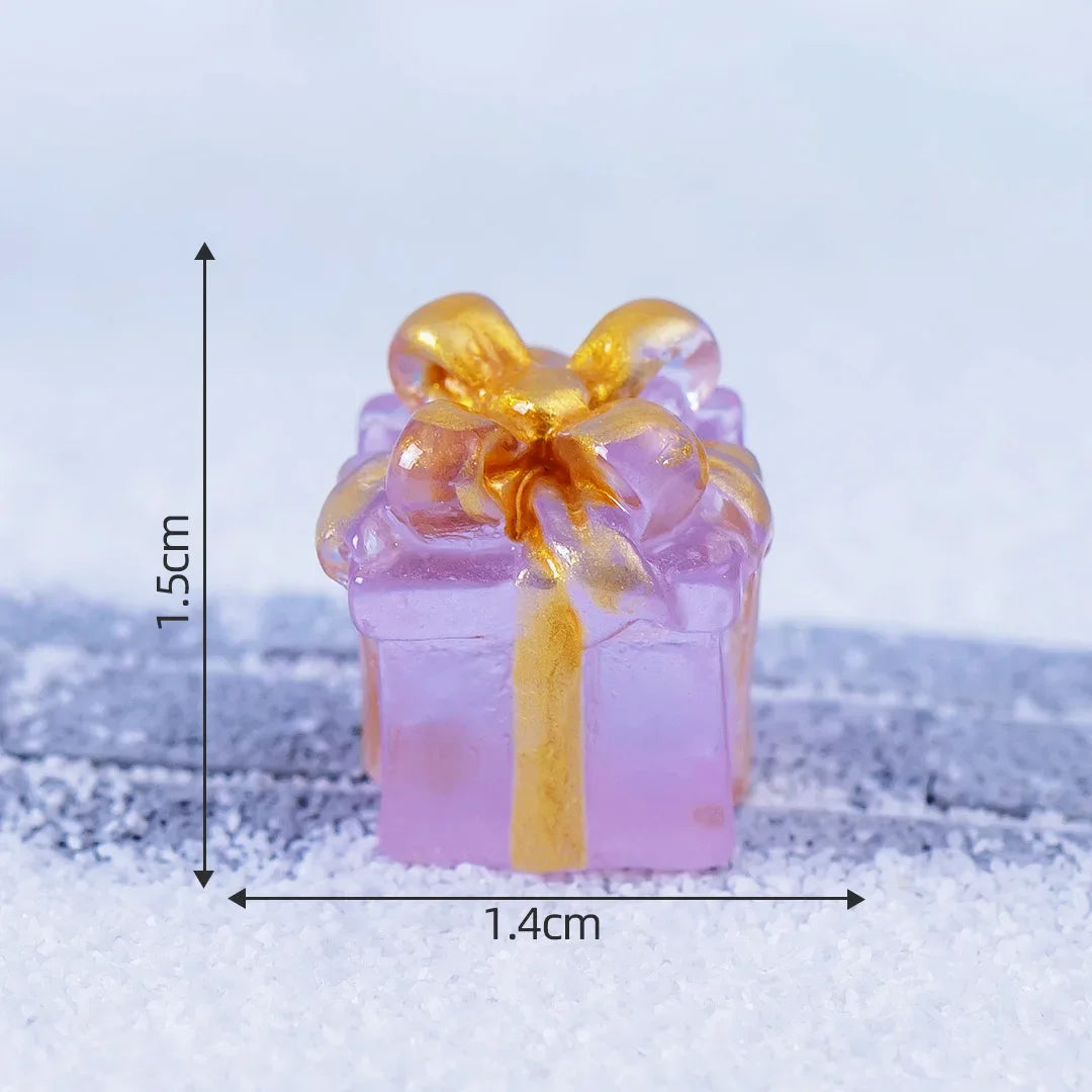 1pcs Luminous Mini Christmas Gifts Box Decoration Accessories Moss Landscape Ornaments Diy Dollhouse Miniatures Figures Kawaii Peaceful Pleasures Health and Wellness purple