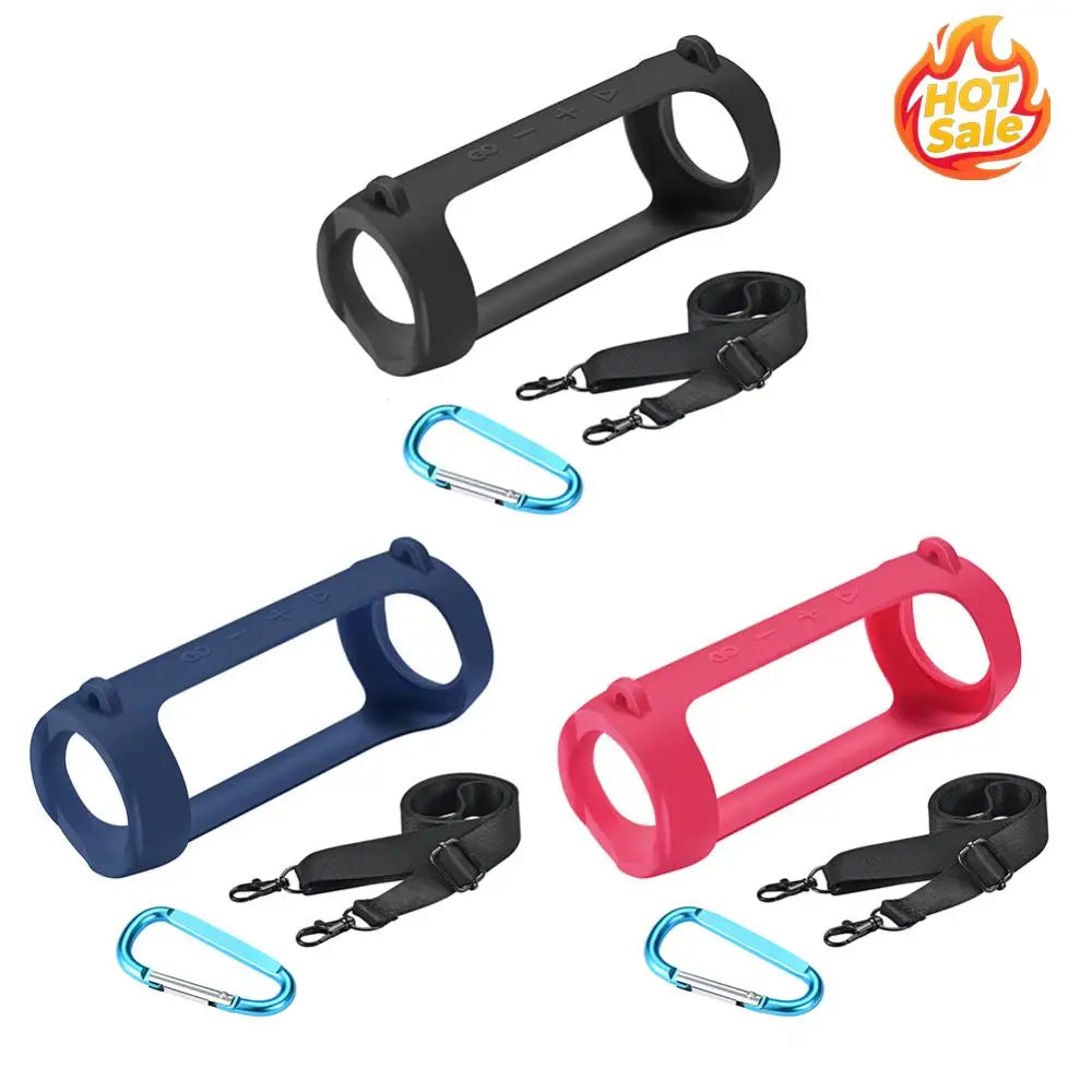 Silicone Case for JBL Flip 6 & 5 with Carabiner & Strap