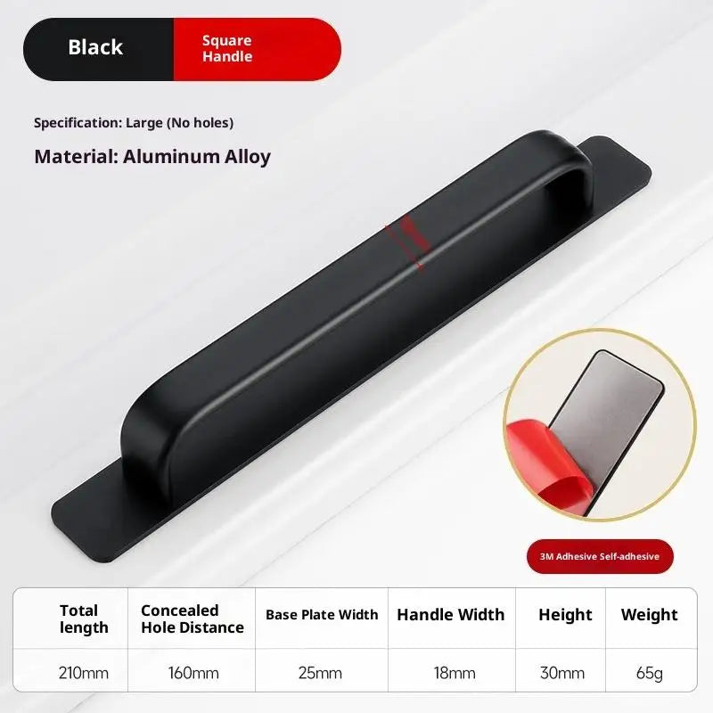 Aluminum Alloy Drill-free Handle Glass Sliding Door Window Drawer Wardrobe Push-pull Bathroom Sticker Door Handles Peaceful Pleasures Health and Wellness A15