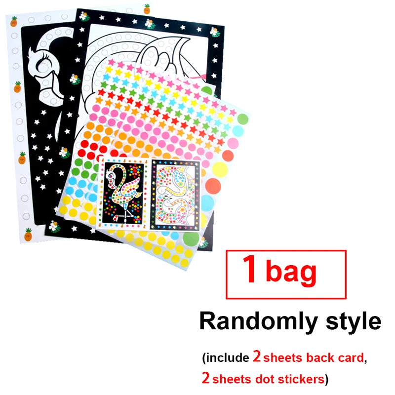 Children Colorful Round Dot Puzzle Stickers Cartoon Animal Mosaic