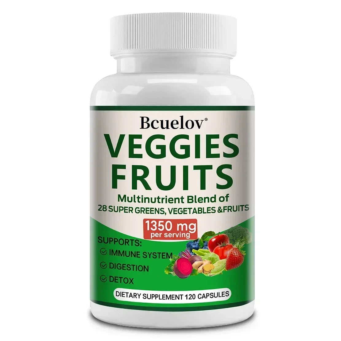 Green Superfood Capsules | 28 Fruits & Vegetables, Non-GMO