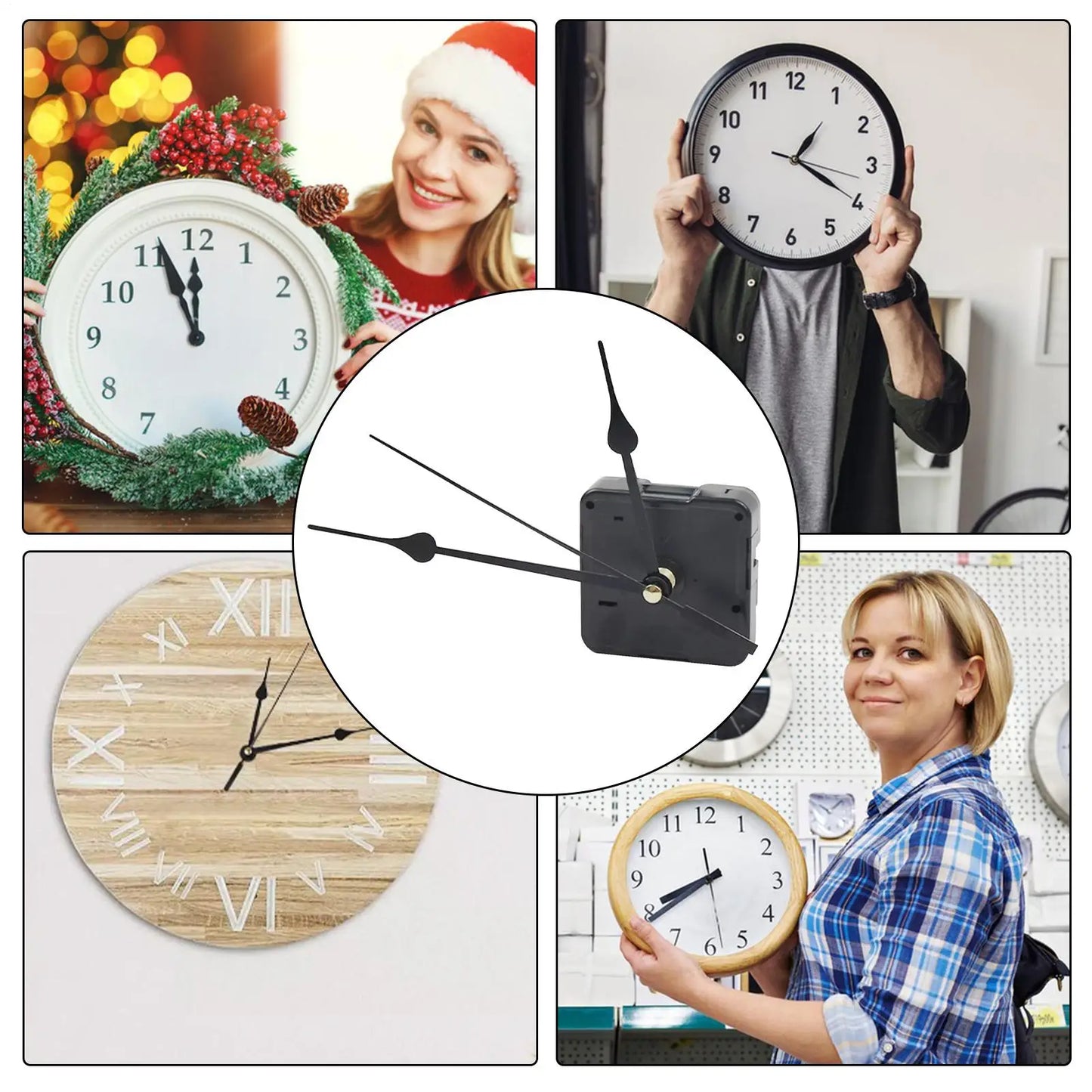 Silent Sweep Quartz Clock Movement Replacement Kit with Hands