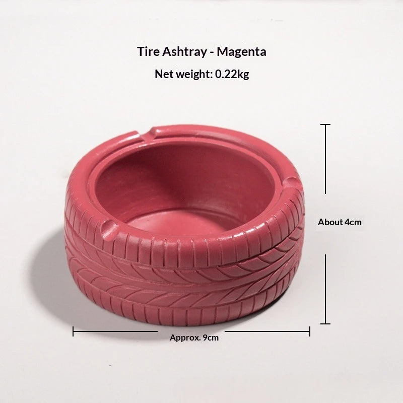 INS Retro Tire Shaped Smokeless Desktop Ashtray Personalized Trendy Creative Home Bar Ashtray for Stylish Smoking Convenience Peaceful Pleasures Health and Wellness rose red