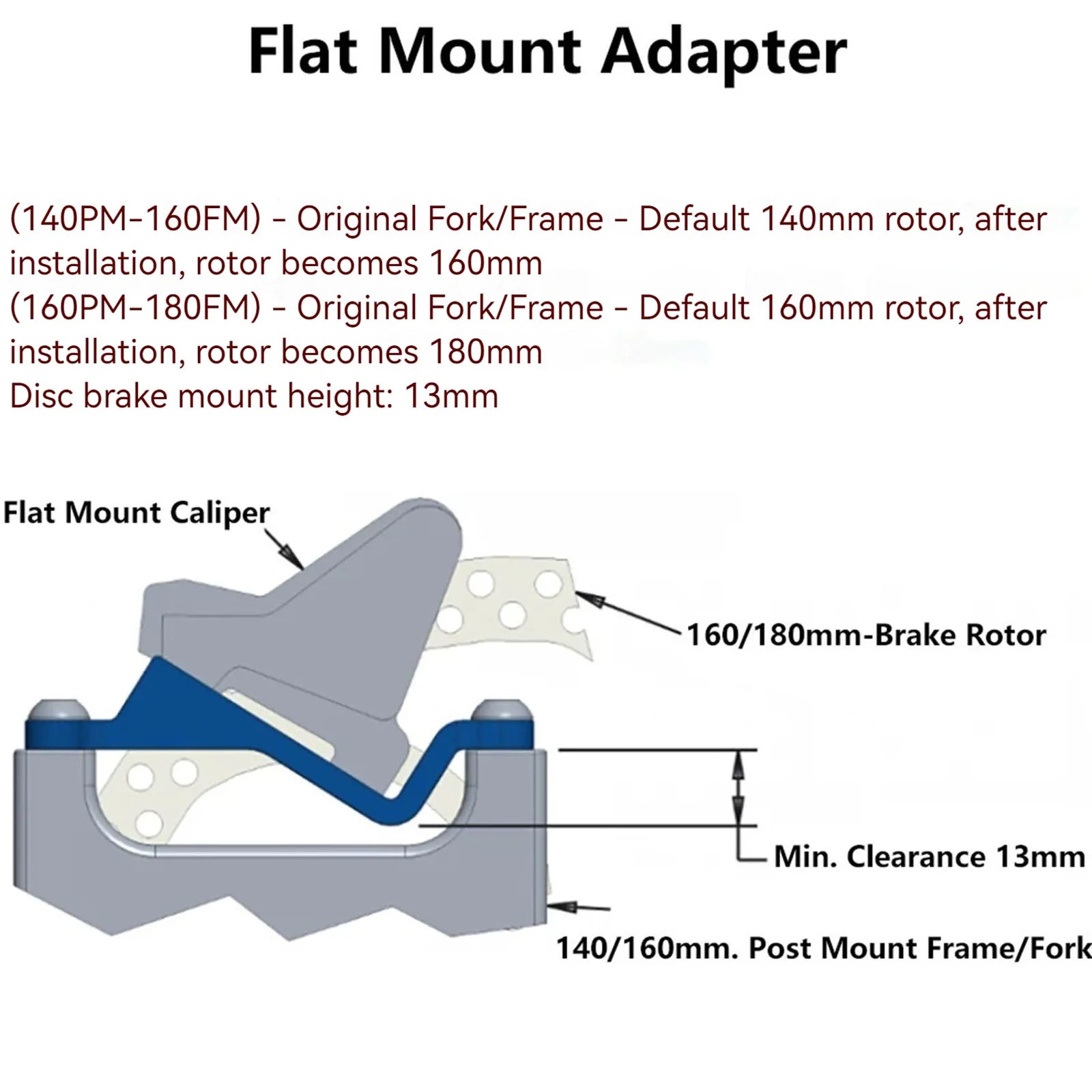 Post Mount To Flat Mount Brake Adapter PM To FM Disc Brake Bracket Converter 140mm / 160mm Aluminum Alloy Bike Accessories Peaceful Pleasures Health and Wellness