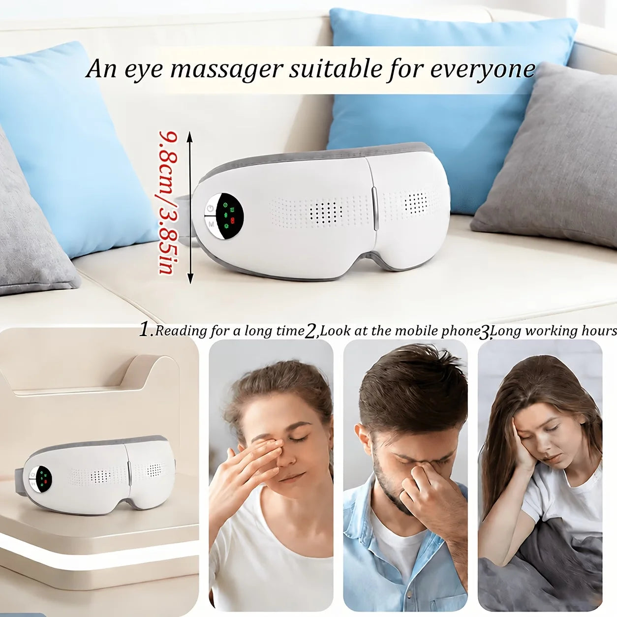 Eye Massager, Moisturizing Eye Mask, Vibrating Eye Massager, Eye Care Equipment High-Frequency Vibration, Three Main Modes, Simulates Human Massage Effects. Three Modes Can Be Freely Switched. Combining Traditional Acupoint P Peaceful Pleasures Health and Wellness