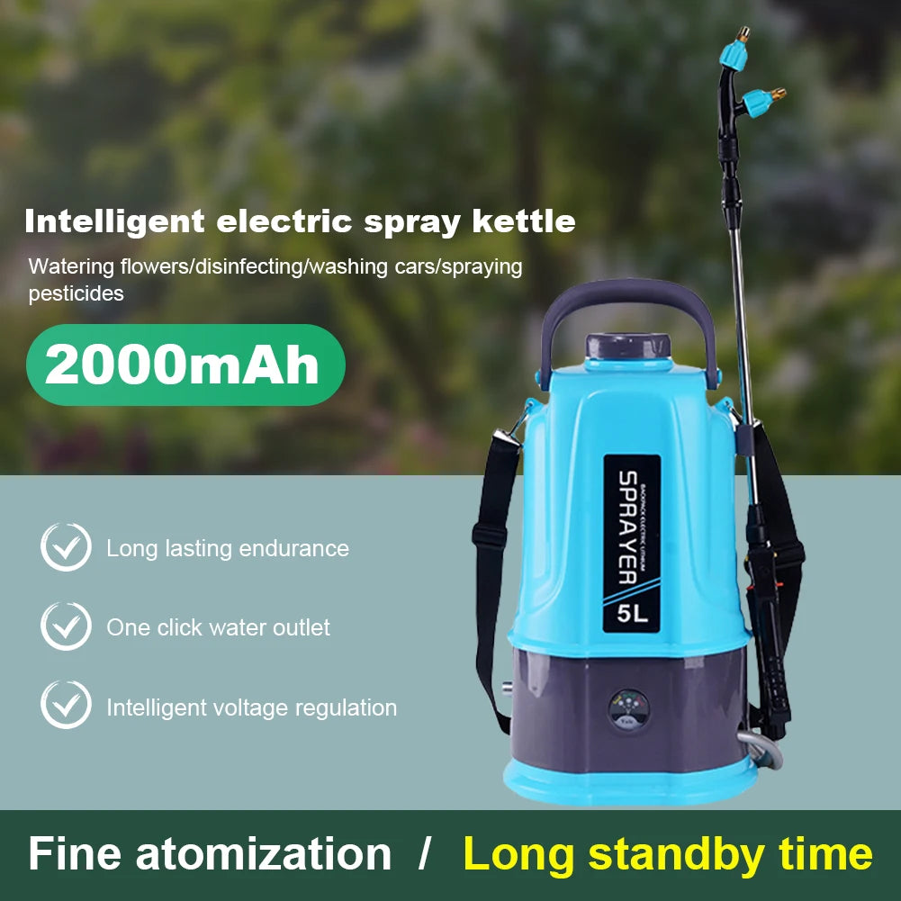 5L Electric Backpack Sprayer 12V High Pressure Automatic Watering Wand with Detachable Lithium Battery for Garden Agriculture Peaceful Pleasures Health and Wellness
