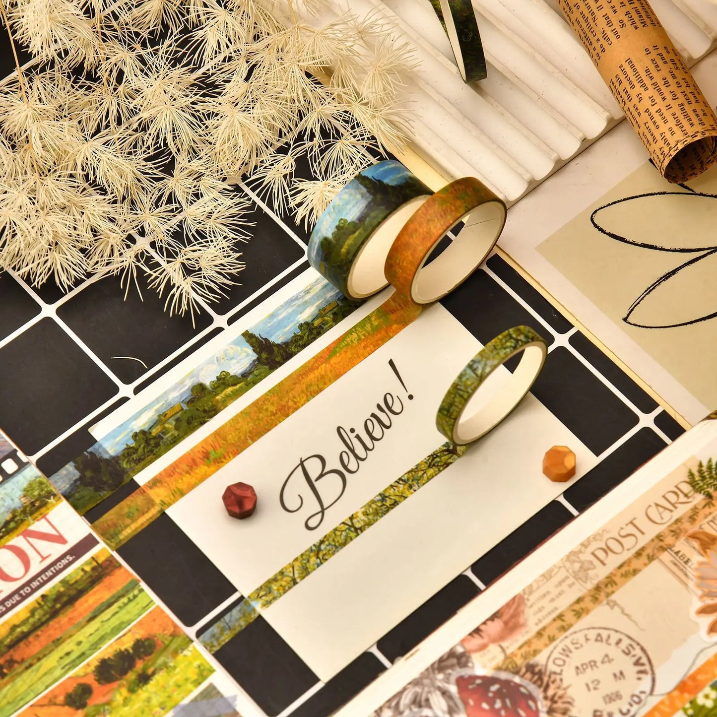 Van Gogh Inspired Washi Tape Creative Scrapbook Stickers Collection