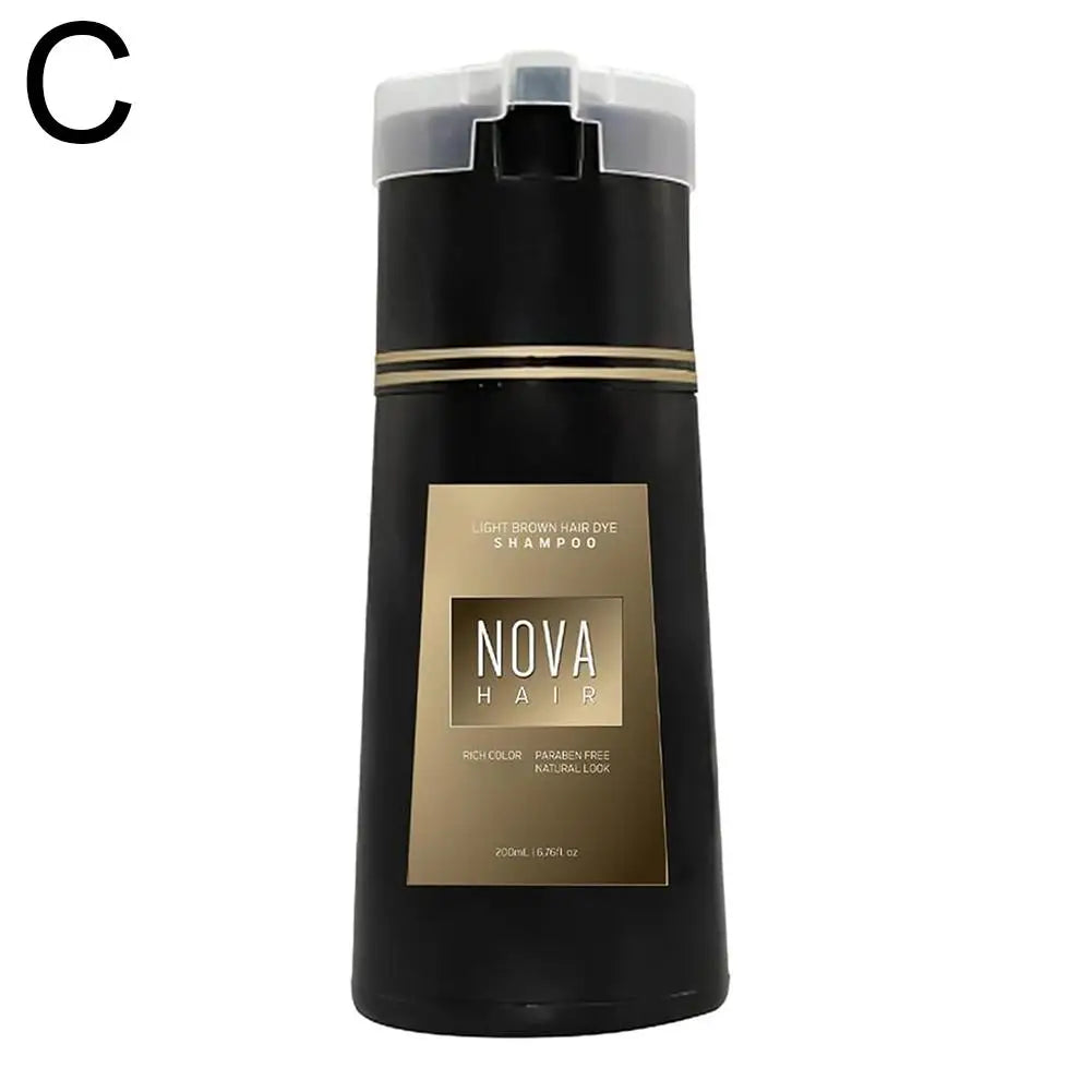 Nova Hair Color Dye Shampoo 200ml – Gray Coverage for Men & Women Peaceful Pleasures Health and Wellness light brown
