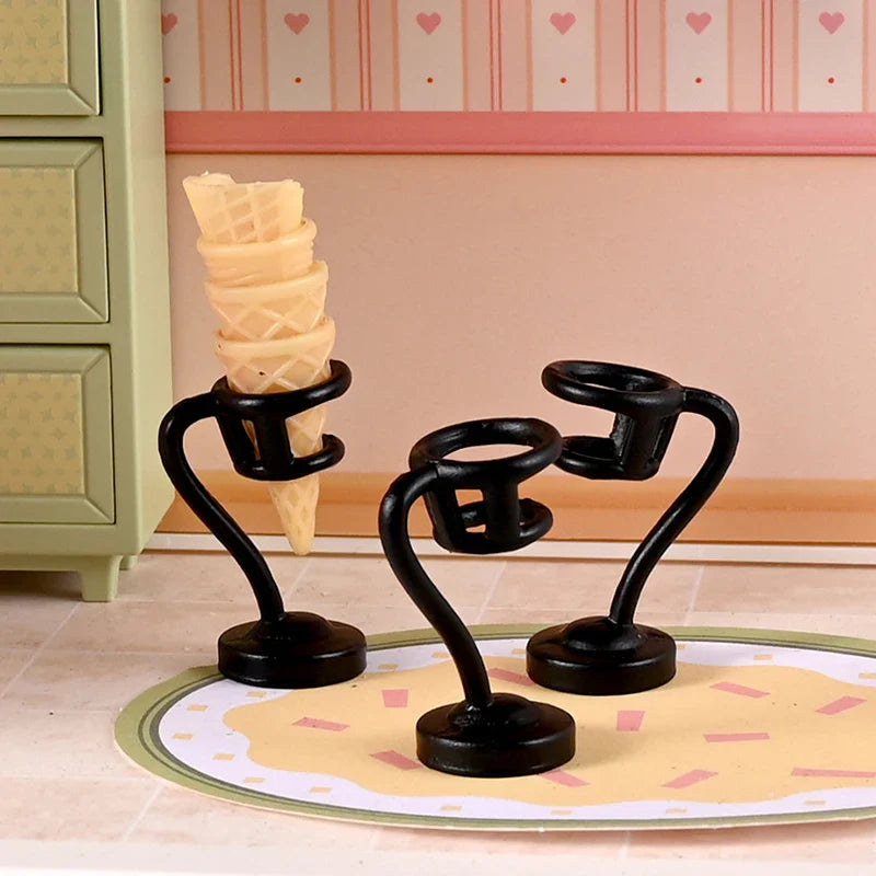 Dollhouse Miniature Ice Cream Stand & Cone Holder 1:12 Scale