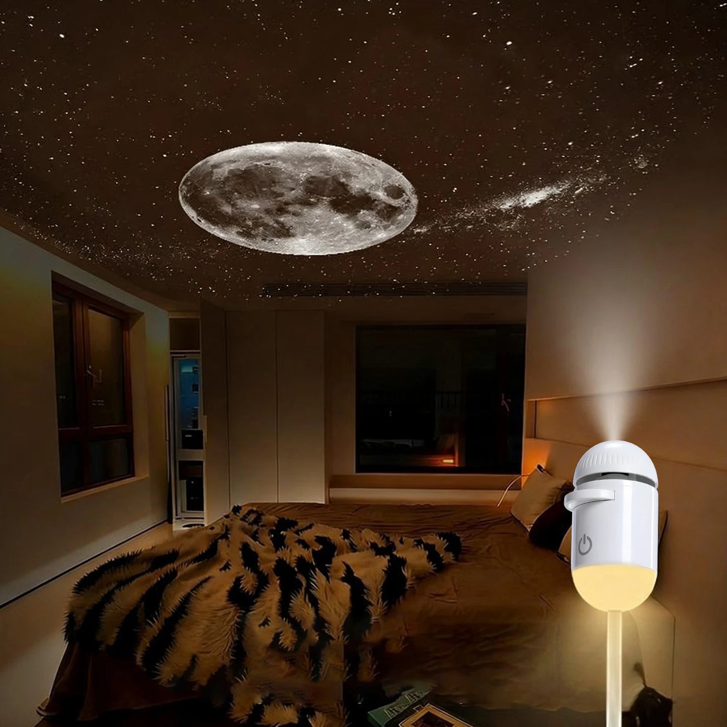2-in-1 Galaxy Projector Night Light Multi Projection Films Starry Sky Night Light USB Projection Lamp for Bedroom Ceiling Wall Peaceful Pleasures Health and Wellness