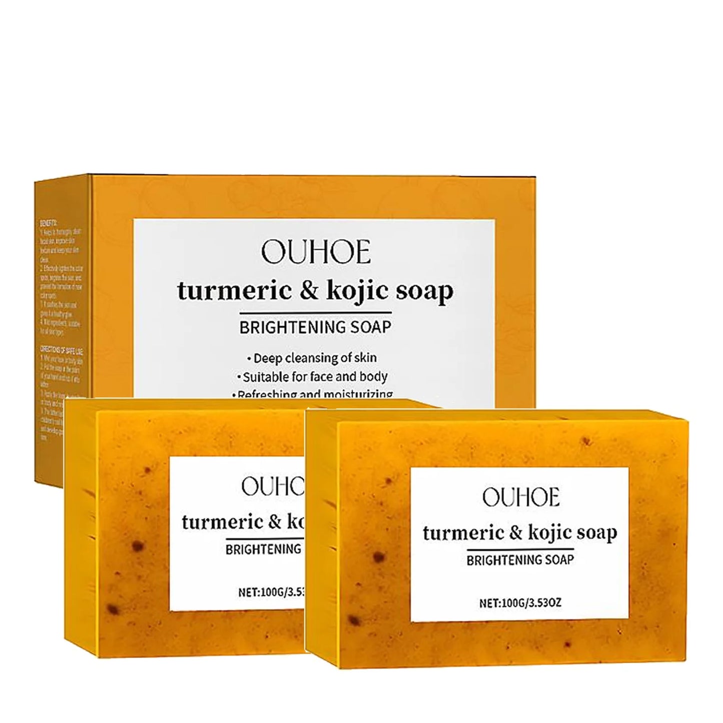 100g Turmeric Soap, Lemon Kojic Acid Soap, Shower And Facial Soap Body Care Face Cleanser Turmeric Soap Body and Face Cleaning Peaceful Pleasures Health and Wellness 2pcs