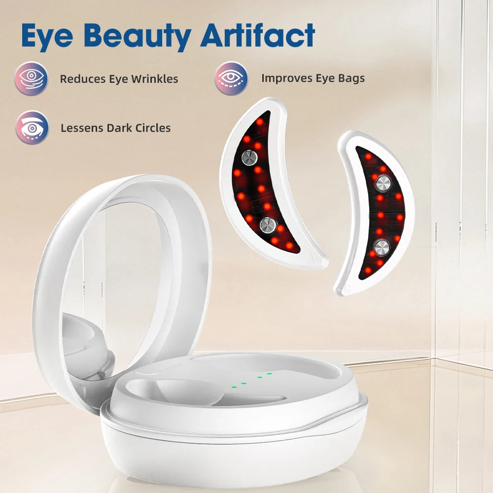 660nm Red Light Eye Massager with EMS Anti-Aging Eye Care Device Reduce Bags & Dark Circles Portable Eye Rejuvenation Pads Peaceful Pleasures Health and Wellness