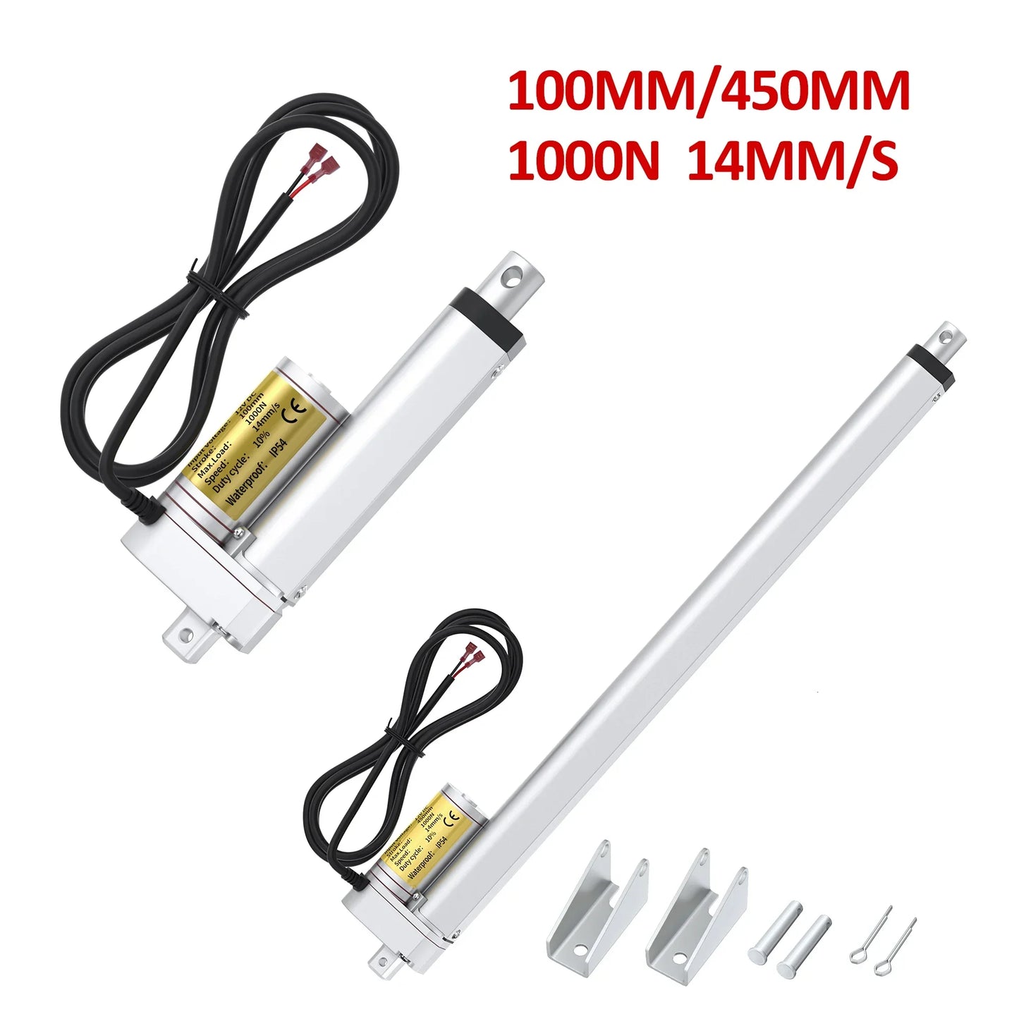 Linear Actuator 12V 1000N Stroke 14mm/s IP54 Waterproof Linear Actuator 100MM 450MM for RV Motor Home Peaceful Pleasures Health and Wellness 1000N 100MM United States