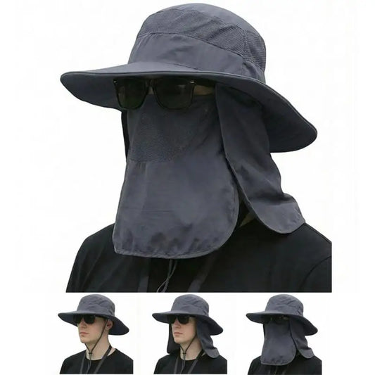 Full Coverage Sun Protection Bucket Hats Detachable Face & Neck Flap Outdoor Fishing Hats Breathable Mesh Wide Brim Headwear Peaceful Pleasures Health and Wellness