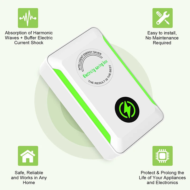 Electric Energy Saver Smart Power Saver Portable Electricity Saving Box US/EU Plug Socket Adapter For Cost Reducing Office Home Peaceful Pleasures Health and Wellness