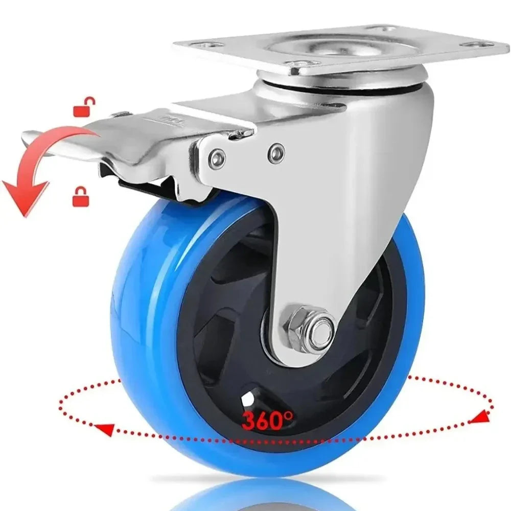 100mm Heavy-Duty Swivel Casters with Brake – Set of 4, 600kg