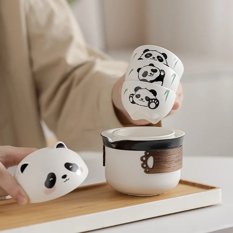 Panda Ceramic Camping Travel Tea Set | New Chinese Style