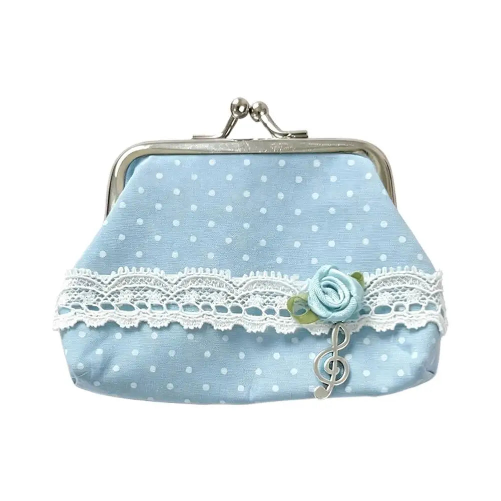 Polka Point Small Wallet Fashion Feast Party Handbag Portable Clutch Bag Mini Coin Purse Cosmetics Earphones Storage Bag Peaceful Pleasures Health and Wellness D