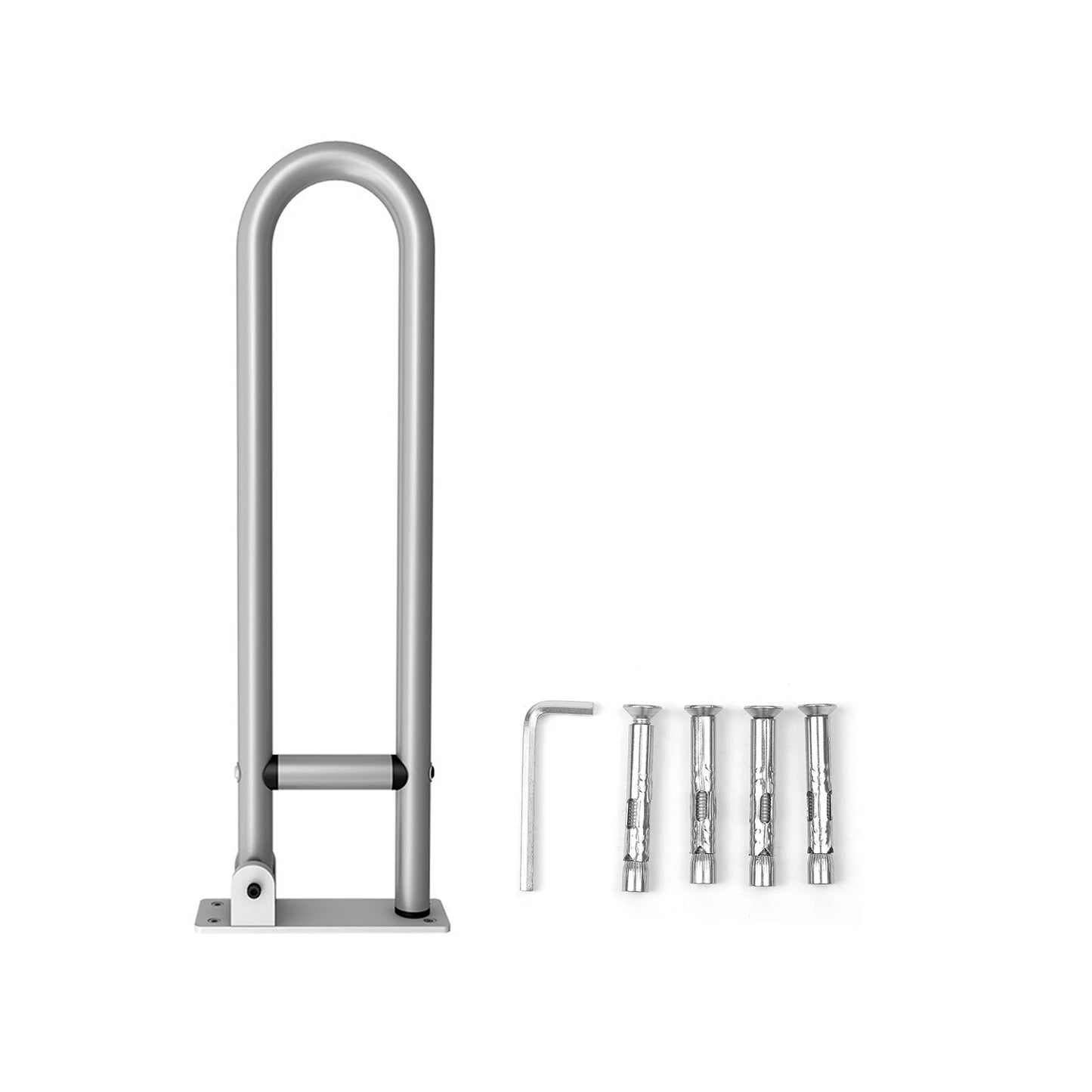 Toilet Handrail Bathroom Safety Bar Hand Support Rail Disabled Handrail Folding Alloy Toilet Accessories Install Bathroom Handle Peaceful Pleasures Health and Wellness silver