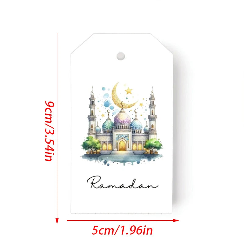 Ramadan Eid Hangtags Moon Mosque Diamond Gift Tags – 10 Pcs Celebration Gift Tags Peaceful Pleasures Health and Wellness F 10pcs 9x5cm