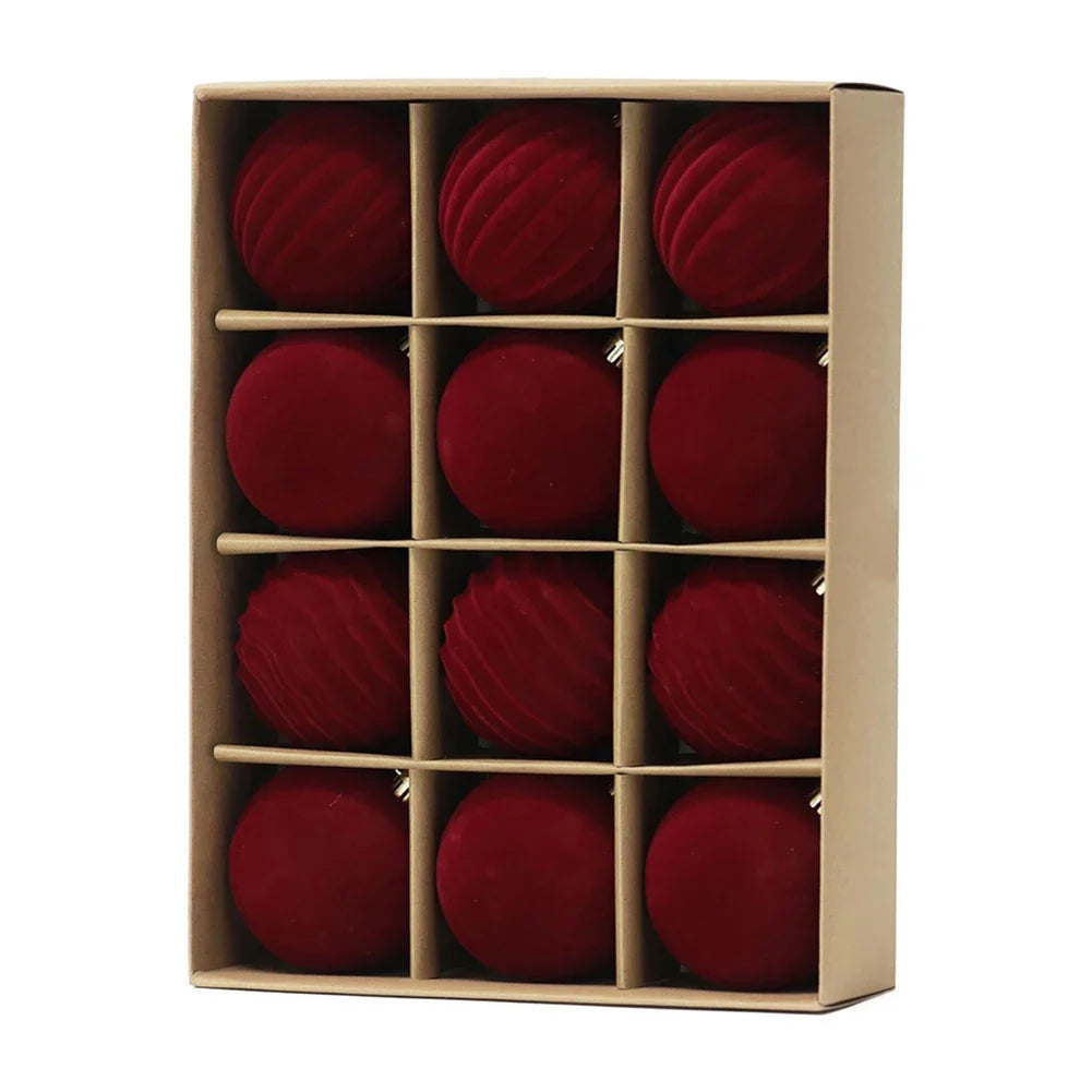 Flocked Christmas Ball Ornaments Set – 6cm & 8cm | Holiday Décor
