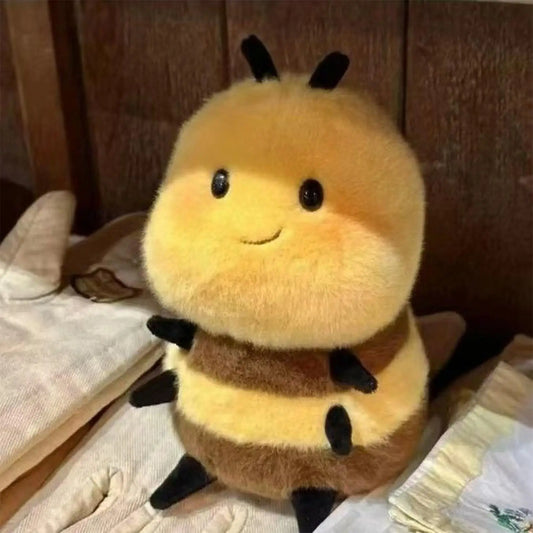 20CM 1PC Chubby Smiling Bee Plush Doll Realistic Collectible Figure Children Bedroom Nursery Sofa Car Baby Shower Birthday Gift Peaceful Pleasures Health and Wellness