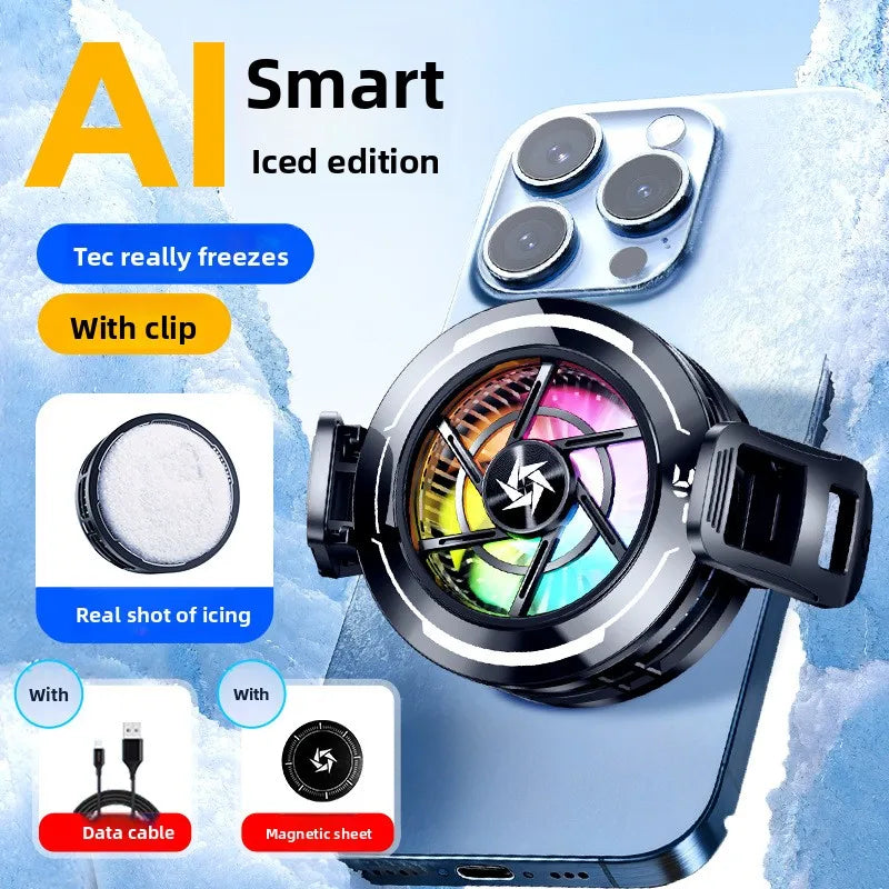 cooling phone fan 15w cell phone cooler radiator magnetic cell phone game cooler for cell phone portable fan cooler phone fridge Peaceful Pleasures Health and Wellness Black with clip