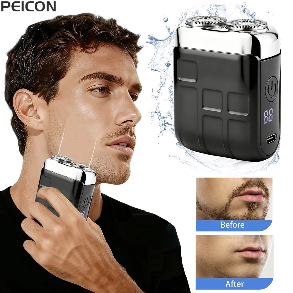 Electric Shaver Man Mini Beard Trimmer Electric Razor for Men Portable Men's Shaving Machine USB Rechargeable Men Electric Razor Peaceful Pleasures Health and Wellness