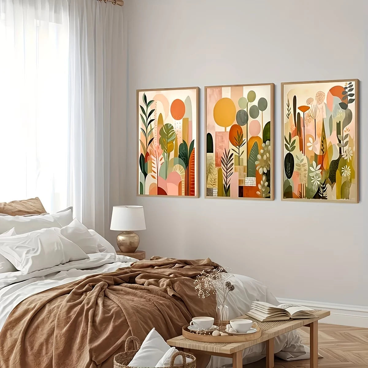 3-Piece Tropical Jungle Canvas Wall Art | Colorful Abstract Print