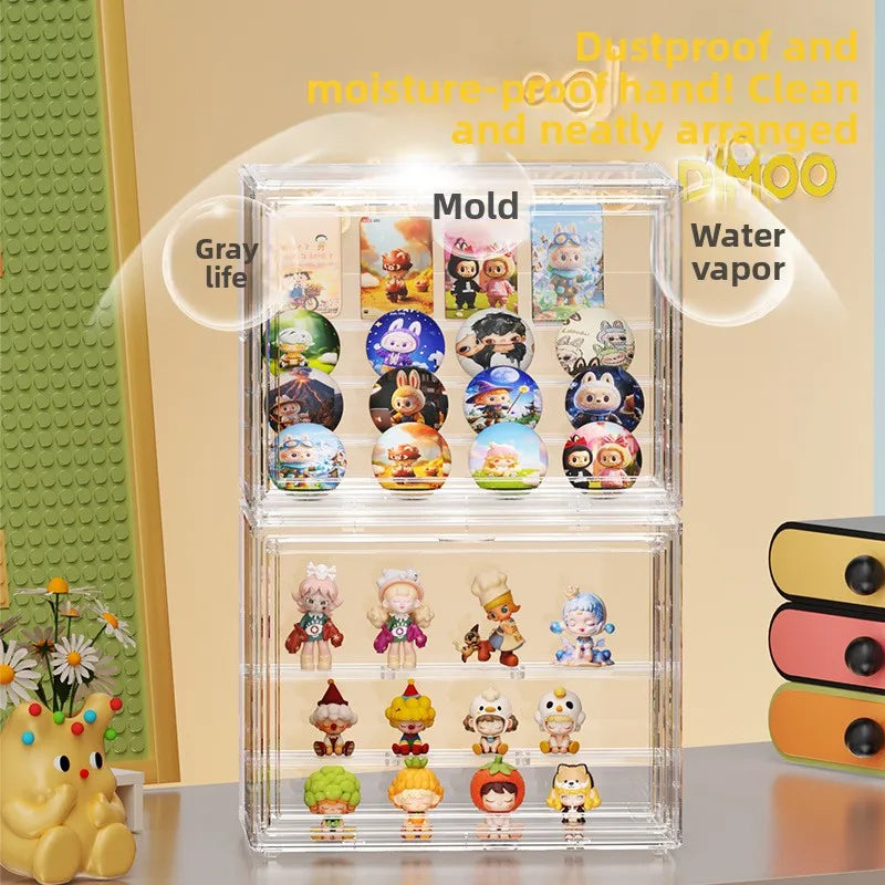 Cargo-Style Clear Display Case for Figures & Badges – Magnetic Opening Door, 2 Design Options, Transparent Storage Box Peaceful Pleasures Health and Wellness