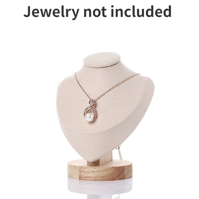 Model Bust Show Exhibitor Velvet Jewelry Display Necklace Pendants Mannequin Jewelry Stand Organizer 3 Colors Peaceful Pleasures Health and Wellness Beige S