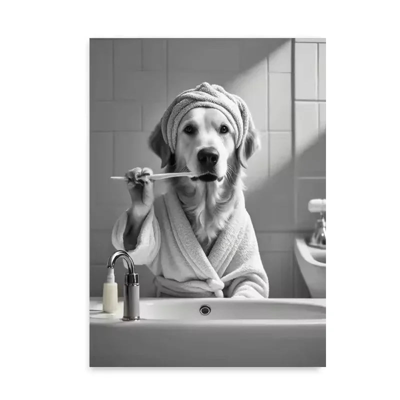 Funny Otter Toilet Paper Canvas Wall Art | Bathroom Poster