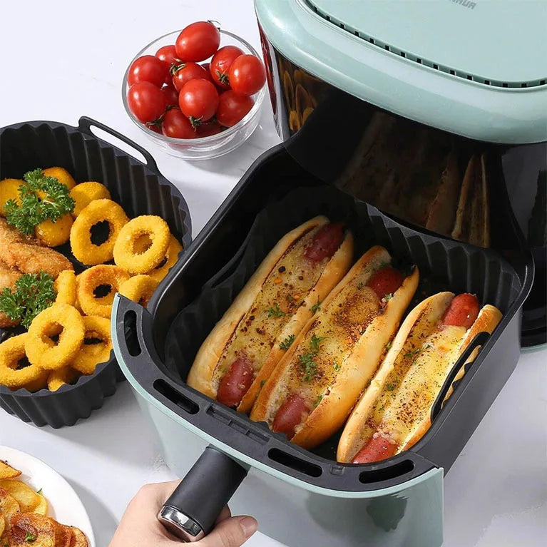Air Fryer Silicone Liners Square Reusable Non Stick Basket Mat for 4-7QT Air Fryer Oven Microwave Baking Airfryer Accessories Peaceful Pleasures Health and Wellness