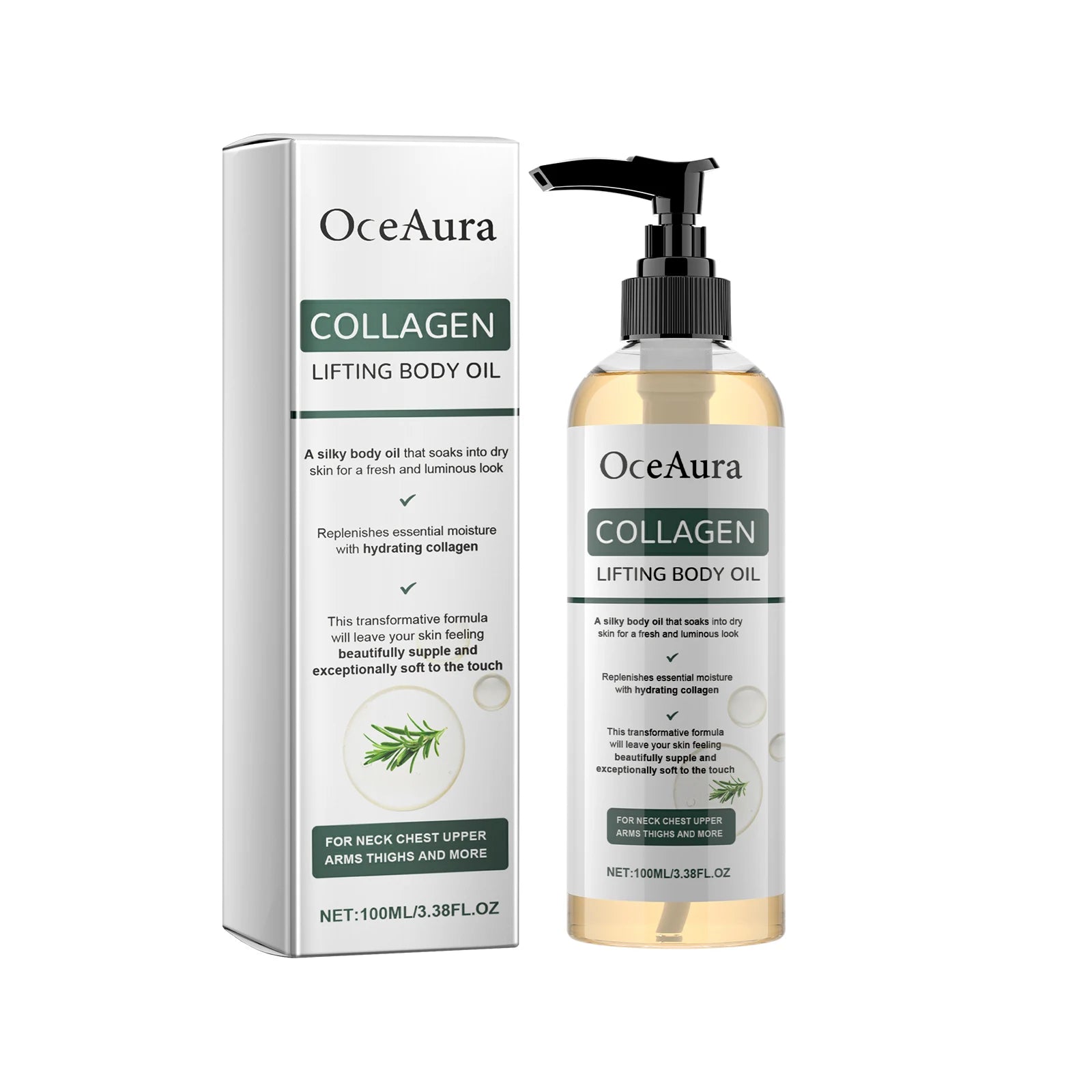 Collagen Body Oil Moisturizing Remover Cellulite Skin Elasticity Wrinkle Firming Lifting For Arms Body Massage Essential Oil Peaceful Pleasures Health and Wellness 100ml Boxed